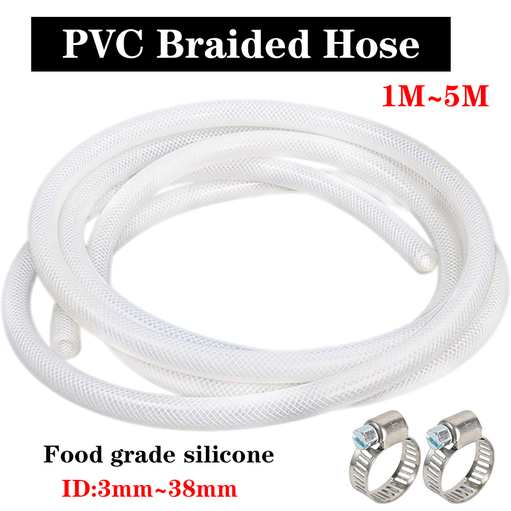 Flexible Hose Braided - 4シーズン用の柔軟なPVCチューブ,編組,透明,柔らかく,強化されたビニールホース,排水,オイルトランスファー,1m