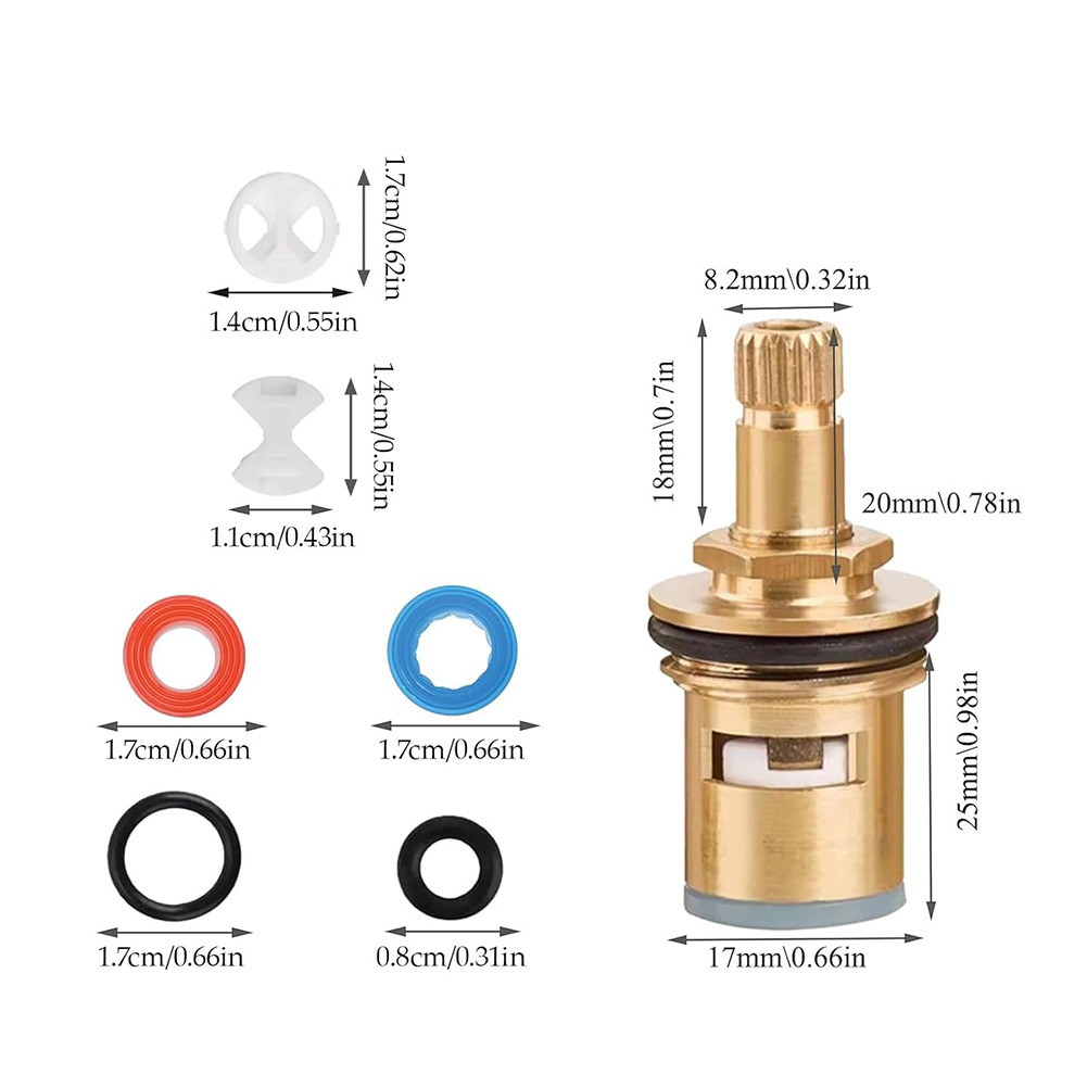 Silicone Tap Washer - 真鍮製タップカートリッジ2個パック、72種類のワッシャーとシリコンOリング付き、標準的なキッチンとバスルームの混合水栓の修理用