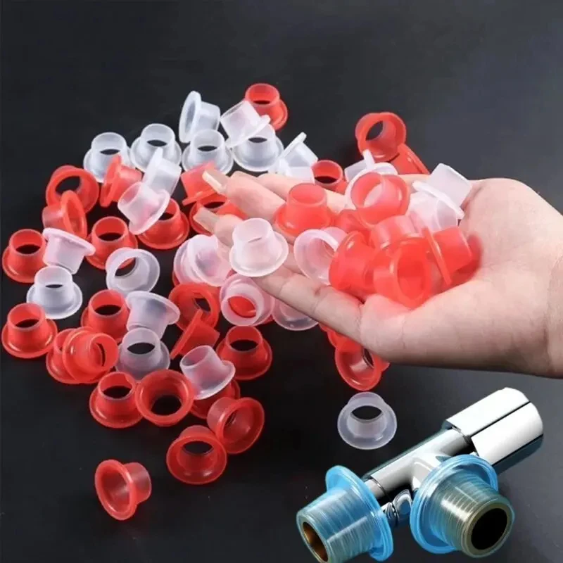 Silicone Tap Washer - 30 個の蛇口漏れ防止シールガスケットゴムパイプシールワッシャーシリコーン生テープ三角バルブホース配管継手プラグ